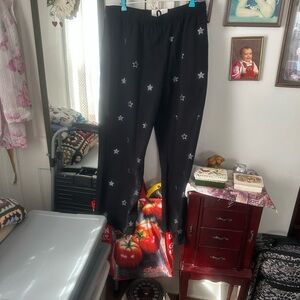 Aeropostale Black Star Print Straight Leg Pants